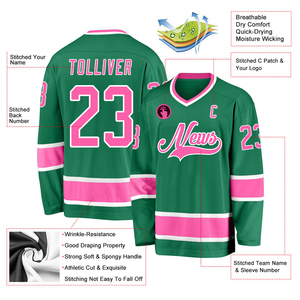 Servicios OEM, Venta Especial, Tela de Malla Verde Transpirable con Protección UV, 100% Poliéster, Uniformes de Hockey Personalizados con Logotipo Frontal - Product Image 2