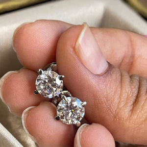 Trendy Women's Fashion Jewelry Custom Minimalist 10K Solid Gold Solitaire VVS Moissanite Diamond <b>Stud</b> <b>Earrings</b> Anniversary Party - Product Image 5