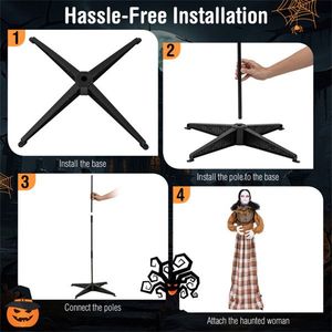 Bruja Animatrónica de Halloween de 1.65 m con Cabeza Abatible, Sonido/Activación por Botón, 4 Ojos Rojos Intermitentes y Sonidos de Gritos, Decoración de Halloween - Product Image 5