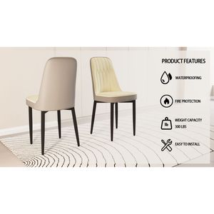 Set di 2 Sedie da Pranzo in Stile Moderno, Alta Qualità in Pelle PU e Tessuto con Cuscini Spessi e Morbidi, Gambe in Metallo Nero - Product Image 6