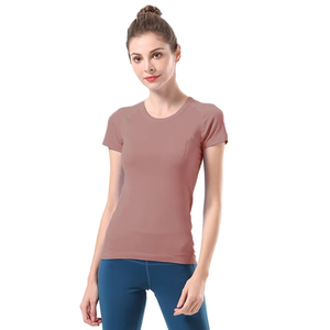 Quick Dry Women's O-Neck Short Sleeve Knitted T-<b>Shirt</b> Slim Fit Breathable Casual Spring Summer Wear Stretchy Comfortable - Product Image 3