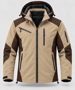 Chaqueta de Invierno Deportiva Gruesa para Hombre con Logotipo OEM, Forro Polar, Bloques de Color, Capucha Desmontable, Resistente al Viento, para Senderismo y Actividades al Aire Libre - Product Image 1