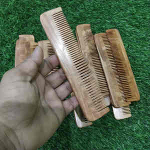 Peigne à cheveux en bois de neem naturel 17 cm, fait main, antistatique, écologique, pour hommes et femmes, prix de gros - Product Image 4