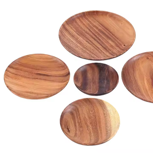 Plato de madera de forma simple y redonda, elegante, de diseño, hecho a mano, para bodas, para la mesa, muy vendido, al por mayor. - Product Image 3