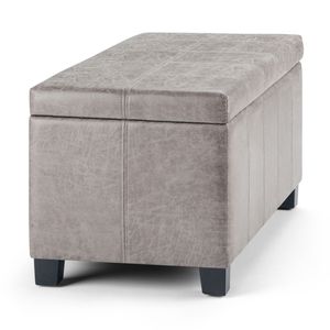 Panca contenitore Dover grigio tortora effetto invecchiato - Elegante sgabello e ottomana - Product Image 6