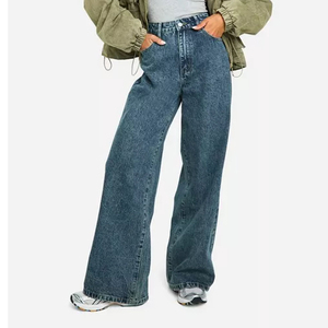 Nouveau design 2026 – Jean ample et droit en denim, longueur ras du sol, style printemps, coupe décontractée pour femme américaine, bleu - Product Image 3