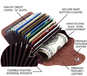 Wriza Fashion Genuine Leather Business Name Credit Card Holder <b>Wallet</b> <b>RFID</b> Blocking Large Capacity Cash Organizer For Men Women - Product Image 3