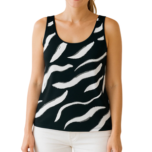 Camiseta sin Mangas de Punto Ajustada para Mujer, Cuello Redondo, Estampado Sólido, Poliéster/Algodón, Ropa Casual Suave, Color Personalizado en la Parte Delantera - Product Image 2