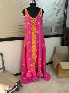 Elegante Vestido Maxi Bohemio de Verano para Mujer, en Oferta, con Dobladillo Asimétrico, Bordado Paisley Aari, Estilo Flare, Sexy, para la Playa - Product Image 1