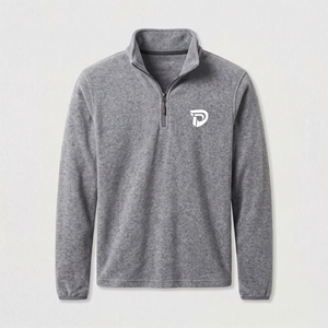Pull en molleton gris à col montant et fermeture éclair quart de tour pour homme Dumela avec logo brodé, coupe classique, vêtement décontracté d'automne - Product Image 1