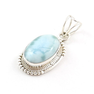 Colgante unisex de plata de ley 925 con larimar azul, estilo bohemio, tribal, gipsy, nómada, viajero, para meditación espiritual y yoga. - Product Image 2