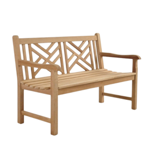 A strong <b>and</b> sturdy <b>garden</b> <b>bench</b> made of teak wood, featuring a simple, modern design <b>and</b> a two-person capacity. - Product Image 1