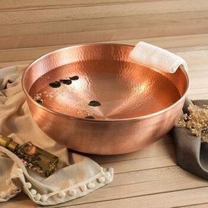 Cuenco de pedicura de cobre martillado de lujo para salón, spa y uso doméstico con tamaño cómodo y acabado elegante - Product Image 5