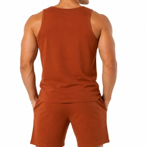 Men's <b>Short</b> Sleeve Tank <b>Top</b> <b>and</b> <b>Shorts</b> Summer <b>Set</b> Casual Sporty Breathable Solid Color Crew Neck Loose Fit - Product Image 2