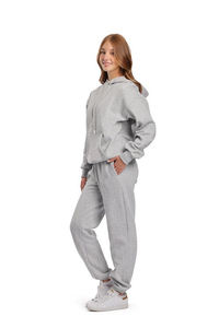 Customize Women Heavyweight Stylish 2 Piece Knee Length Sweat Suits Jogger Cotton Quick Dry Breathable with distress embroidery - Product Image 3