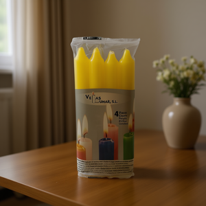 Paquete de 4 Elegantes Velas de Parafina Amarillas en Forma de Pilar, Vela Artística para Decoración del Hogar - Product Image 3