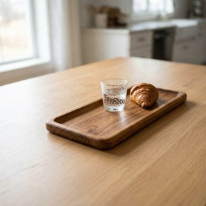 Plateau de rangement rectangulaire en bois, design minimaliste, finition vernie, utilisation sur table, un seul niveau, facile à nettoyer, jetable, multifonction - Product Image 6