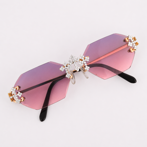 Pass Diamond Tester Moissanite Triple Cross Bridge Sun Glasses Fashion Men Women Hip Hop Jewelry Gift Wholesale Iced Out Glasses - Product Image 3