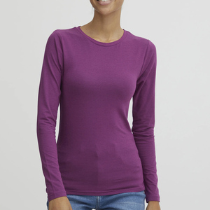 Nouveauté : T-shirts à manches longues slim fit pour femmes, 100% coton, logo personnalisé, décontractés, respirants, séchage rapide, tissu en toile, vente en gros - Product Image 5