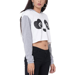 Sudadera Corta con Capucha para Mujer, Color Sólido, Manga Larga, Ligera, 100% Algodón, Forro Polar Transpirable y Ecológico - Product Image 5