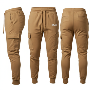Pantalones Deportivos de Algodón Marrón para Hombre, Cintura Elástica con Cordón, Pantalones Casuales para Correr con Bolsillos Laterales, Ropa de Otoño - Product Image 5
