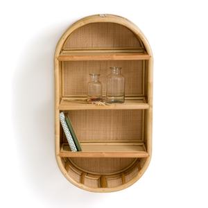 Wood Rattan Bookshelf Modern Bookcases Cheap Price Natural Eco Friendly Bookcase with <b>Hook</b> Racks - Product Image 6