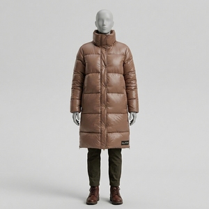 Nautch <b>Men</b> Long Puffer <b>Jacket</b> Stand Collar <b>Down</b> <b>Filled</b> Windproof Winter Coat Solid Color Button Closure Casual Style - Product Image 1