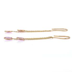 18K White Gold Modern Pink Sapphire Geometric Drop <b>Earrings</b> - Product Image 3