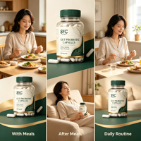 Complément Probiotique Naturel OEM pour Femmes Adultes – Santé Digestive et Défense Immunitaire Certifiée – 90 Capsules – Vente en Gros Marque Blanche