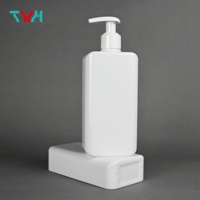 Emballage cosmétique PETG pour plastique de haute qualité, bouteille carrée rectangulaire à coins plats avec pompe à lotion, bouteille de shampooing/après-shampooing 300 ml