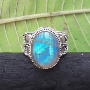 Bague en argent sterling 925 avec cabochon en pierre de lune, fabrication artisanale, fabricant de bijoux sur mesure - Product Image 4