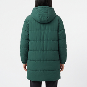 Manteau d'hiver matelassé léger pour femme, long, à capuche, mi-long, chaud, rembourré, décontracté, vente en gros - Product Image 6