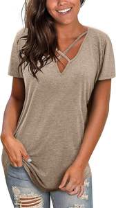 Camiseta Básica para Mujer, Algodón Suave con Spandex, Corte Ajustado, Informal de Verano, Manga Corta - Product Image 3