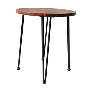 Ensemble de table ronde en teck naturel et rotin pour deux personnes, structure robuste pour jardin, véranda, terrasse - Product Image 4