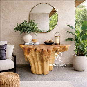 Muebles de Consola de Raíz de Teca Contemporáneos, Muebles de Madera para Sala de Estar, Exteriores, Escuela y Hogar - Product Image 1