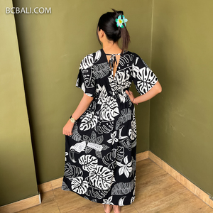 Offre Spéciale de robe de style tropical en rayonne d'été de haute qualité pour femmes avec longue longueur et grandes tailles - Product Image 6