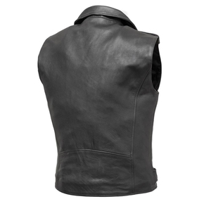 Professional Biker Waistcoat High Quality Black <b>Sleeveless</b> Chopper Rider <b>Jacket</b> Breathable Real <b>Leather</b> Canvas Fabric Vest - Product Image 4