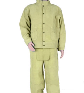 Combinaison de sécurité industrielle en cuir de vachette fendu, soudée, coupe régulière, protection de niveau D, résistance à la chaleur 500-1000°C, pour atelier et protection incendie - Product Image 4