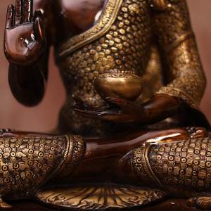 Statue de Bouddha ronde en laiton finition antique Art Déco - 23 pouces, fabriquée à la main pour anniversaire et remise de diplôme - Product Image 2