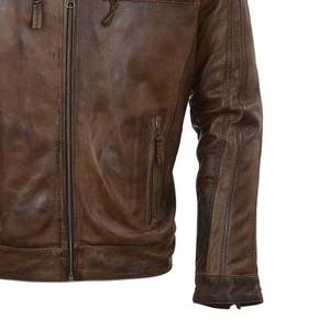 Chaqueta de Cuero Premium Personalizada para Hombre, Corte Ajustado, Estilo Motero, Ropa Casual de Calle, Moda de Invierno, Proveedor de Fábrica OEM ODM - Product Image 3