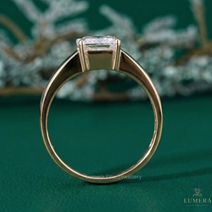 Anillo de Compromiso con Diamante Cultivado en Laboratorio Certificado por IGI, Oro Blanco de 9K, 10K, 14K, 18K, Corte Radiante, Solitario, Banda Ancha para Mujer - Product Image 4