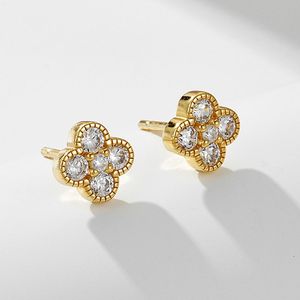 Classic Wholesale Hot Sale Trendy 14K 18K Solid Gold 925 <b>Sterling</b> <b>Silver</b> Four Clover Flower <b>Stud</b> Earrings Women's Everyday Wear - Product Image 2