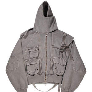 Sudadera Táctica Techwear para Hombre, Chaqueta Cargo Multibolsillos de Algodón Pesado con Cremallera Completa, Venta al por Mayor Personalizada - Product Image 4