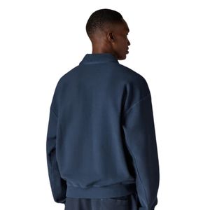 Sweat-shirt polo côtelé épais délavé bleu marine à manches longues et col tricoté, style décontracté pour homme, coupe confortable, qualité supérieure - Product Image 5