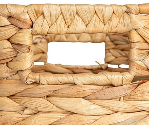 Large Handwoven Water Hyacinth <b>Basket</b> with Cutout Handles Decorative <b>Wicker</b> Storage <b>Basket</b> for Laundry, Toys and Home Storage - Product Image 4