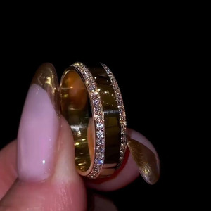 Anillo de boda de plata de ley 925 estilo hip hop con pavé de doble cara, banda de cigarro, moissanita de corte redondo, diamante, eternidad, regalos de aniversario - Product Image 3