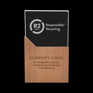 Trophée rectangulaire en bois et cristal avec boîte de présentation - Product Image 2