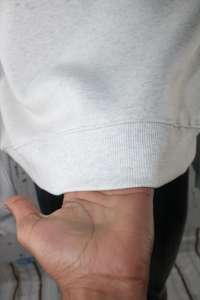 BEARS WHITE <b>Mock</b> <b>Neck</b> Sweatshirt 100% BLACK Applique Embroidery wide <b>neck</b> Sweatshirt Finer Threads - Product Image 5