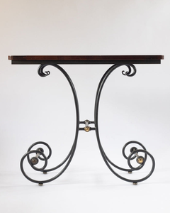 Luxury Iron <b>Console</b> <b>Table</b> with Wooden Top Decorative Entryway <b>Table</b> for Living Room and Hallway - Product Image 2