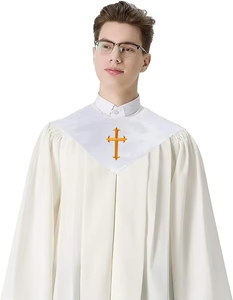 Estola de Graduación Unisex en Forma de V para Adultos, Color Satinado Intenso, con Cruz y Logotipo Personalizado, Talla Personalizada - Product Image 1